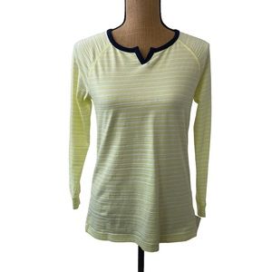 NEW T by Talbots Women’s Shirt Top Yellow/white Stripes Size Long Sleeve NWT.